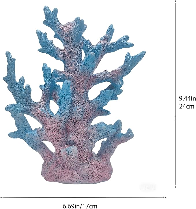 Etlemonde Beach Coastal Decor Coral Reef Home Decor Coral Statue Sculpture Home,Desk,Bathroom,Desktop Shelf Statue,Marine Themed Gifts (Gradient Cyan Coral)
