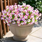 Artificial Flowers for Outdoor Spring Summer Decoration, 10 Bundles Fake Plastic Flower Plant, Faux Colorful Silk Morning Glory Eucalyptus for Outside Garden Porch Front Door Decor, Pink