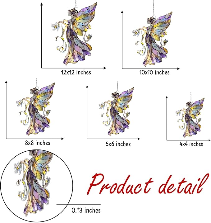Flower Fairy Acrylic Suncatcher, Flower Suncatchers for Window Hangings, Stained Glass Effect Garden Decor, Gift for Mother's Day, Mom, Grandma, Wife, Women