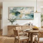 Large Framed Sage Green Abstract Wall Art for Living Room, Modern Teal Horizontal Canvas Prints Paintings Artwork for Walls, Contemporary Pictures Wall Decor for Bedroom Dining Room Office, 30x60 In