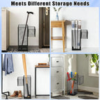 OwnMy Metal Umbrella Holder for Entryway, Indoor Umbrella Stand for Entryway with Small Basket and Draining Tray, Modern Umbrella Storage Stand Rack for Home Office Hotel Entrance, 16.5" Height