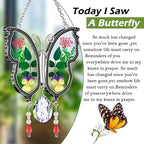 KY&BOSAM Crystal Butterfly Suncatcher Gifts for Mom Stained Glass Butterfly Wind Chime for Windows Hanging Pressed Rearl Flower Wings and Crystal Charm Gift for Mom Mother`s Day Birthday Christmas