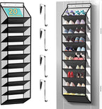 10 Tier Hanging Shoe Rack - Heavy Duty Behind The Door Hanging Shoe Rack, Sturdy Oxford Cloth, 20+ Pairs Over The Door Shoe Cabinet for Boots and Sneakers - Save 50% Closet Space! (Piano White)