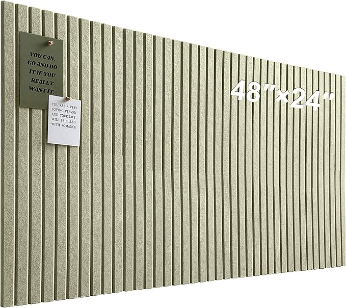 Large Cork Board for Office, 8 Pack Felt Wall Tiles with Slat Wall Paneling and Safe Removable Adhesive Tabs, Felt Bulletin Board Pin Board Cork Boards for Walls - Sage Green