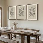 Large Framed Botanical Wall Art for Living Room, 3 Piece Neutral Plant Canvas Painting Prints Artwork for Farmhouse Walls, Vintage Floral Pictures for Bedroom Kitchen Hallway Wall Decor, 20x30 Inch