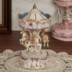 Vintage Carousel Music Box - Rotating Horse Musical Figurine,Carrusel De Navidad, Ideal Birthday, Christmas, Valentine's Day Gift for Girls, Women, Girlfriend, Mom Home Décor & Gift(Off White)