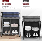aboxoo 2 Pack Luggage Rack with storage, Guest Room Folding Suitcase Stands, Holds up to 120 lb, Space Saving Suitcase Holders for guest room, Bedroom Hotel, Grey