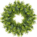 Large Boxwood Wreath for Front Door, 28" Artificial Spring and Summer Greenery Wreathwith White Flower Buds, All-Season Home Decor for Walls, Windows, Parties, Weddings, Indoor Outdoor