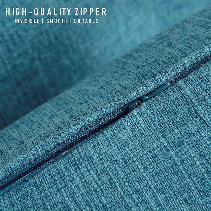 HPUK Linen Throw Pillow Covers Pack of 2, 16x16 Inch Accent Cushion Covers for Living Room, Bedroom, Decorative Solid Color Pillow Covers for Couch, Sofa, Chair, Aqua Blue