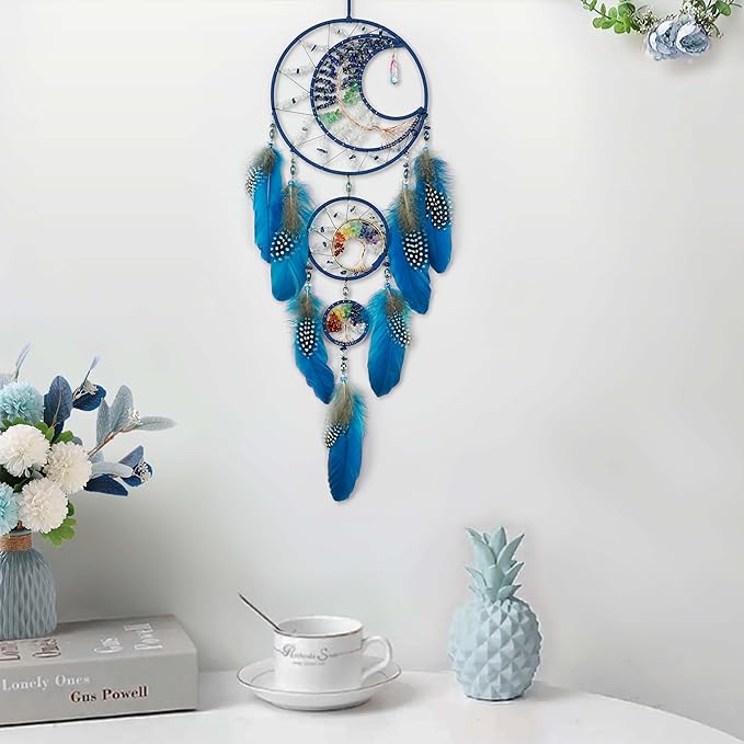 Dream Catchers for Adults,Dream Catchers Boys,Dream Catcher Wall Hangings,Crystal Tree of Life Dream Catcher,Large Moon Design Wall Hanging for Bedroom,Home Decor