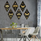 Sintuff 6 Pieces Gothic Wall Decor Boho Sun Moon Phases Wall Art Gothic Minimalist Stars Sun Hanging Wooden Home Decor Farmhouse Pediments for Gallery Living Bedroom Room(Moth)