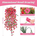 Artificial Hanging Flowers for Outdoors,No Fade 2 Bundles Fake Silk Flowers for Outside, Realistic Faux Plants Decorations for Hanging Baskets, Planters-Porch, Patio, Yard Decor