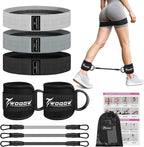 WOQQW Resistance Bands Set - Ankle Resistance Bands with Cuffs for Legs & Glute Workout, Fabric Booty Bands for Women, Home Gym Exercise Equipment for Hip, Pilates, Fitness, Yoga, Physical Therapy