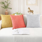 CaliTime Throw Pillow Covers Decorative 16 X 26 Inches Pack of 2 Cozy Chenille Cushion Cases for Couch Sofa Bed Living Room Home Living Coral