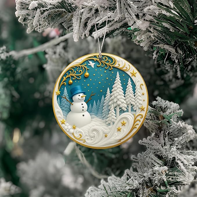 Happy Snowman Christmas Ornaments 2026, Holiday Acrylic Hanging Ornament for Xmas Tree Window Car, Snowman Decor for Home, Unique Christmas Decorations, Winter Gifts for Friends Family Coworkers