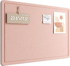 Fluxynara Bulletin Board, 23.6" x 17.5" Cork Board Alternative with 12 Safe Removable Adhesive Tabs, Foldable Felt Pin Board for Home Office, Classroom, Bedroom,Entryway for Walls—Pink