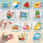 Sintuff 36 Pieces Summer Tree Ornaments Beach Wooden Hanging Ornaments Summer Tree Decorations Hawaiian Pendant Watermelon Flamingo Decorations for Luau Seaside Party Supplies