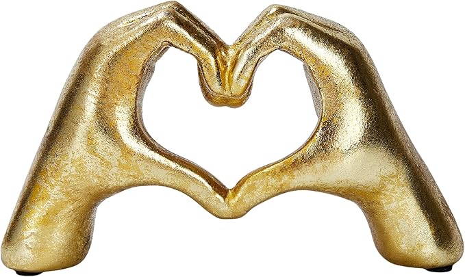 Heart Hands Sculpture,Gold Living Room Décor, Cute Gesture Heart Shaped Decoration, Modern Love Statue Finger,I Love You Hands Heart Art Sculpture Home Wedding Decoration (Gold)