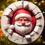 Jabihome Christmas Ornaments 2025, Exchange for Women, Men, Collectible Dated Year Ornaments for Tree, Unique Acrylic Suncatcher, Printed Stained Glass Effect Decor (Cracked Santa)