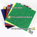 Large Cork Board for Wall 35" x 23", Bulletin Board, 6 Pack Felt Wall Tiles with 40 Pushpins, Cork Boards for Office Pin Board Tack Board Cork Boards