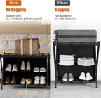 Luggage Rack for Guest Room, Set of 2, Folding Suitcase Stand with 6-Cube Fabric Storage Shelf, Luggage Holder, Steel Foldable Luggage Stand for Guest Room, Bedroom, Hotel, Black