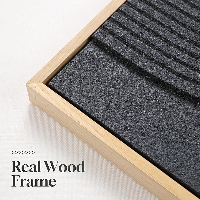3D Textured Framed Boho Neutral Abstract Wall Art for Bedroom Decor, 3 Piece Modern Artwork for Walls, Black White Brown Minimalist Geometric Paintings for Living Room, Dining Room Wall Decor 16x24 In