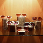 MOOCA Wooden 6 Pcs Hexagon Risers for Display Jewelry and Accessories Display Stand, Brown