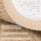 OLANLY Beige Round Rugs for Bedroom - Machine Washable, 8 ft Circle Area Rugs for Living Room, Soft and Fluffy Shaggy Carpet for Teen Girls and Boys, Nursery Rooms, Dorms, Home Decor Aesthetic