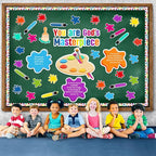 God Paint Splatter Religious Bulletin Board Set Christian Jesus Colorful Art Painting Back to School Classroom Bulletin Board Decorations Bible Cutout for Library Home Wall Sunday School Decor