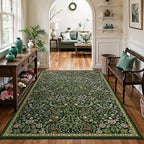 Moynesa Floral 6x9 Area Rugs, Washable Green Rugs for Living Room, Boho Large Soft Bedroom Rug, Non Slip Ultra Thin Botanical Indoor Floor Carpet for Dining Room Home Office, Green
