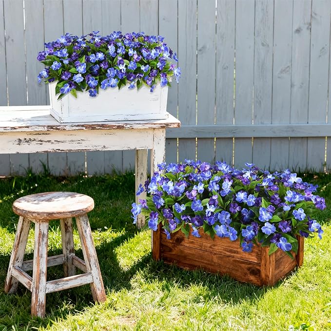 Artificial Fake Flowers for Outdoor, 6 Bundles UV Resistant Faux Plants Decoration Silk Flowers No Fade Plastic Flowers for Outside Planters Home Porch Patio Yard Garden Decor