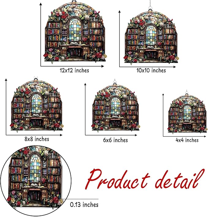 Book and Flower Acrylic Suncatcher, Book Suncatchers for Window Hangings, Bookish Gifts for Readers Book Lovers Bookworm, Gift for Mother's Day, Women, Mom, Wife, Grandma