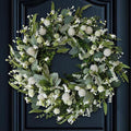 22 inch Summer Wreath White Spiny Ball Green Leaf Green Wreath Summer Front Door Hallway Window Decoration Wedding Party Decoration