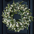 22 inch Summer Wreath White Spiny Ball Green Leaf Green Wreath Summer Front Door Hallway Window Decoration Wedding Party Decoration