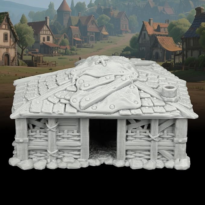 TTRPG Buildings – 25mm Scale Unpainted Tabletop Scenery Props for Role Playing, Dungeons and Dragons RPG Terrain – Medieval Village H AF1124H