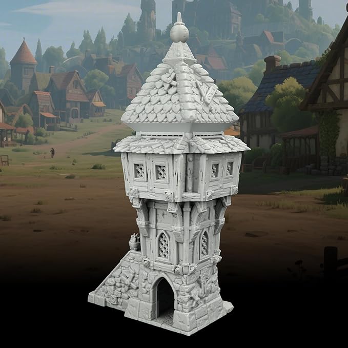 RPG Scenery – 1:64 Scale Unpainted TTRPG Buildings for Role Playing & DND Campaigns, Table Maps Characters Accessory – Medieval Village B AF1124B