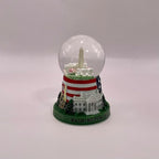 2.75" Washington DC 3-Landmark Snow Globe, Hand Painted Resin, with Glitter, White House, US Capitol, Washington Monument (Mini Flag Base Panorama Globe)