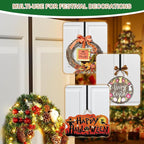 15" Reversible Wreath Hangers for Front Door, Fit Most Doors up to 1-3/4", Heavy Duty Steel Over The Door Hooks Hold up to 80 LBS for Spring & Easter Wreaths, Seasonal Door Decor (Black 2 Pack)