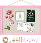 Small Linen Bulletin Board,10.2"x14.2" Pink Wood Frame Bulletin Boards,Beige Linen, Pin Board for Home Kitchen Office Decorative(PK-2636)