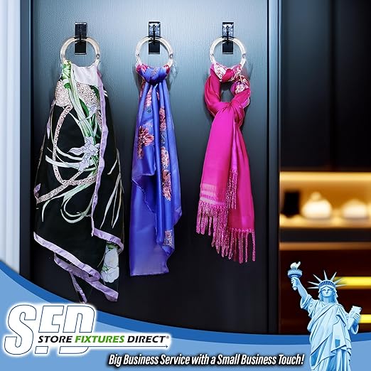 Clear Plastic Retail Scarf Rings - Round Fine Garment Hangers - 2.58" ID - 3.25" OD - 100 Pack