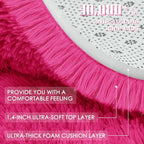 OLANLY Hot Pink Round Rugs for Bedroom - Machine Washable, 6 ft Circle Area Rugs for Living Room, Soft and Fluffy Shaggy Carpet for Teen Girls and Boys, Nursery Rooms, Dorms, Home Decor Aesthetic