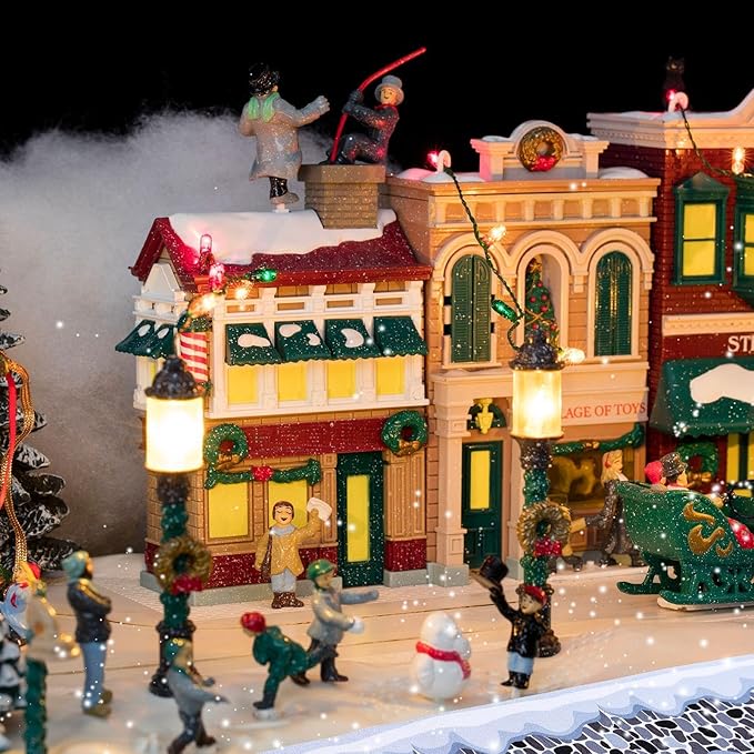 Christmas Village Accessories Christmas Village Roads and Streets Sets Snow Mat Xmas Cobblestone Road Snow Brick Mat for Miniature Landscape Home Garden, 4.7 x 47.2 Inch(4 Pieces)