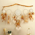 Dream Catcher Boho Macrame Wall Art - 31" Large Feather Dreamcatchers for Bedroom Moon Wall Decor by Native American for Women, Teen Girls
