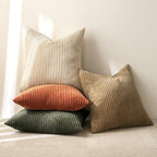 MIULEE Boho Farmhouse Throw Pillow Covers 18x18 Inch Set of 4 Rustic Modern Neutral Cushion Covers Soft Corduroy Nordic Home Decor for Couch Bed Sofa Living Room Rust-Olive Green