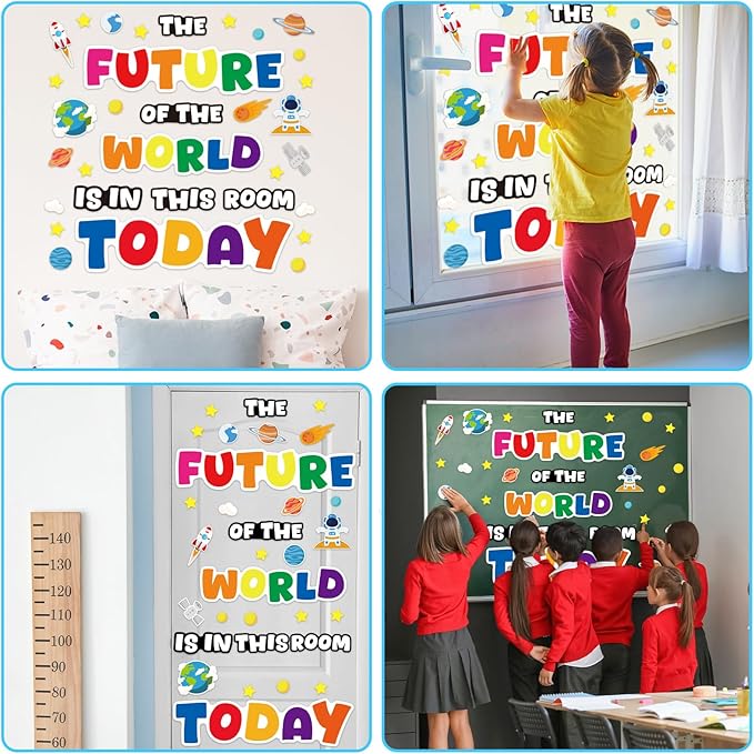 gisgfim Classroom Bulletin Board Decoration Set Wall Door Decor Colorful Classroom Decorations for Kindergarten Preschool Elementary Middle School(The Future of The World is in This Room)