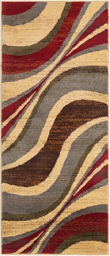 Unique Loom Barista Collection Area Rug - Ngada (2' 2" x 5' 3" Runner, Beige/Red)