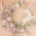Fairy Pink Forest Deer Crystals Dream Catchers Christmas Gemstone Sun Catcher with Star&Flowers Ornament Handmade Dreamcatcher Wall Decor for Adults Boys Girls Bedroom Wedding Garden Bless Gift