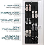 24 Large Pockets Upgraded Over the Door Shoe Organizer, Enhanced Hanging Solution Holder Closets, Shoe Cabinets for Everyone