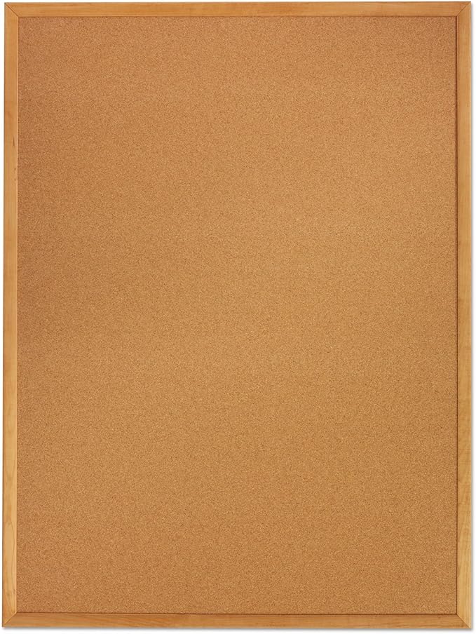 Quartet Cork Board, Bulletin Board, 2' x 1.5' Corkboard, Oak Finish Frame (301)