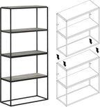 Furinno Moretti Modern Wide Stackable Metal Shelf, French Oak Grey